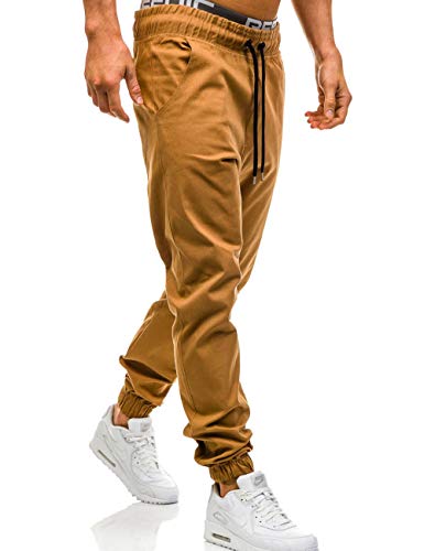 SOMTHRON Men's High Waist Drawstring Sweatpants Trousers Elastic Waist Slim Fit Sports Cargo Pants3