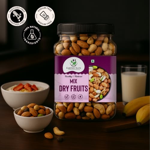 Image of Earthy Eats Premium Dry Fruits Trail Mix 1000gm | Wholesome Crunch Nut & Fruit Blend | Healthy Snack Mix for Daily Use, Gifting & Travel | Reusable Jar Pack