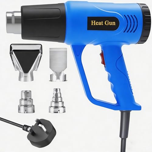 Moonmen Heat Gun 1600W Adjustable Hot Air Gun Kit with Temperature Control and 4 Nozzles Heat Blower Electric for Shrinking PVC Stripping Paint Crafts (Blue)