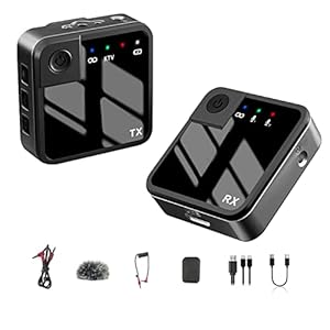 2.4G draadloos reversmicrofoonsysteem – Duurzame 2,4 GHz draadloze lavalier-microfoon,Draagbare Outdoor Ruisonderdrukking Live Microfoon Rumui