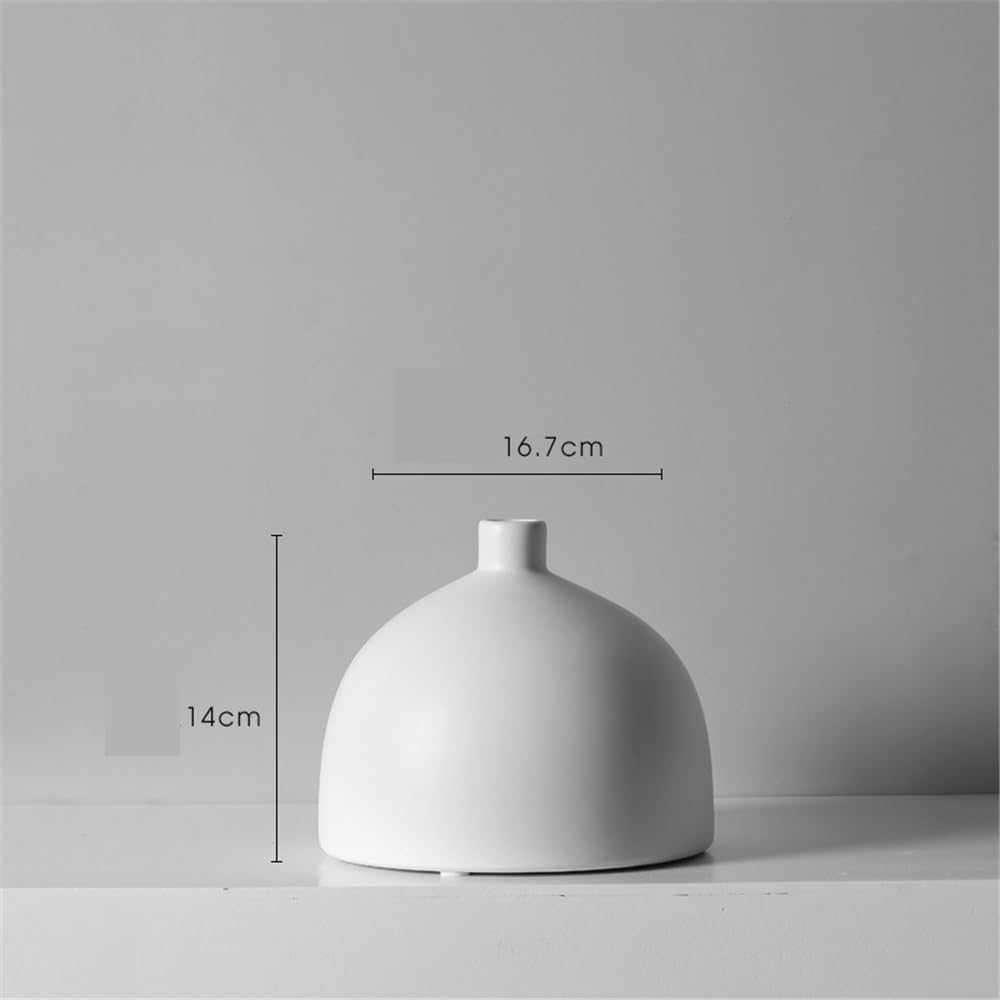 Jarrones Decorativos Modernos Pequeño jarrón Blanco for decoración de Mesa de Sala de Estar, Adorno Artesanal de cerámica. Jarrones