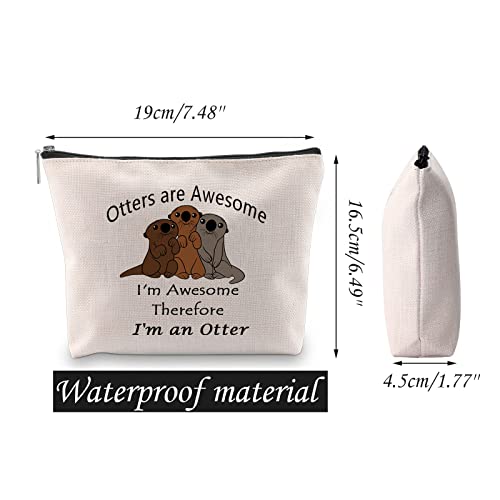 Image of JNIAP Funny Otter Cosmetic Bag Otter Lover Gift Otters Are Awesome I'm Awesome Therefore I'm An Otter Makeup Zipper Bag (Otters bag)