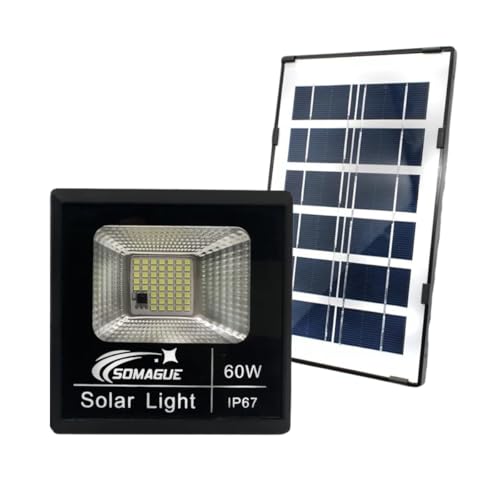 Refletor Solar Holofote 50W Iluminação Externa Led Potente Placa ...