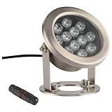 1982 | Foco LED Giratorio para Fuente, 12/24 V CC, IP68, Sumergible, Ideal para jardín, Fiestas y Fuentes de Agua.