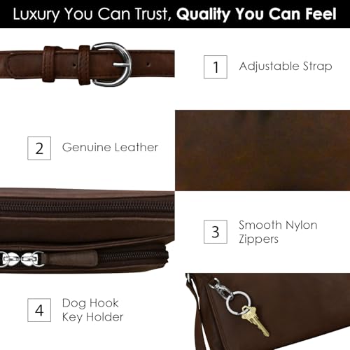 Image of ili New York Genuine Leather Crossbody Bags for Women - Premium RFID Blocking Shoulder Bag Organizer with Adjustable Strap