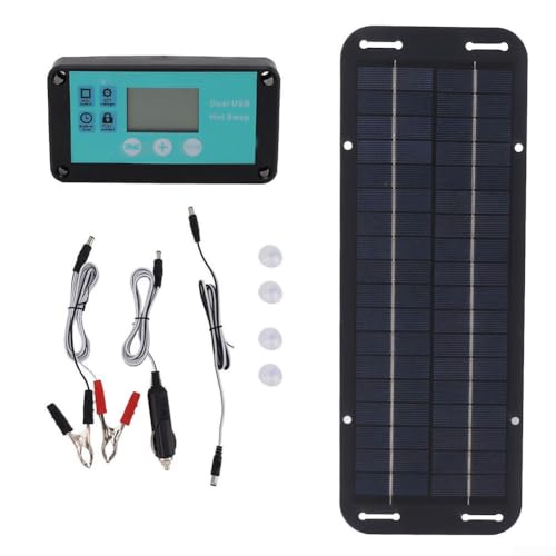Kit de panel solar de 30 W y 12 V con controlador de 10 A, monocristalino impermeable para batería para cargador para coche, barco, caravana, camping fuera de la red