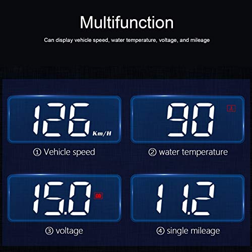 Fockety Proiettore HUD per Auto, Proiettore HUD per cruscotto Display Head Up Display OBD2 Head Up Display con velocità, chilometraggio, Allarme velocità eccessiva, rilevamento adattivo della Luce