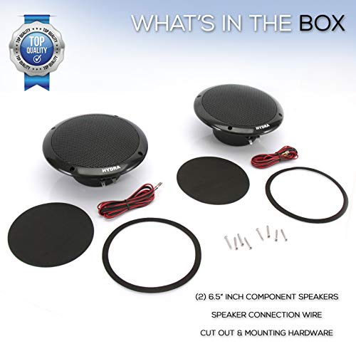 Image of Pyle 6.5 Inch Dual Marine Speakers-2 Way Waterproof & Weather Resistant Outdoor Audio Stereo System with 400 Watt Power,Polypropylene Cone & Butyl Rubber Surround-1 Pair-PLMR605W (Black) (Pack of 12)