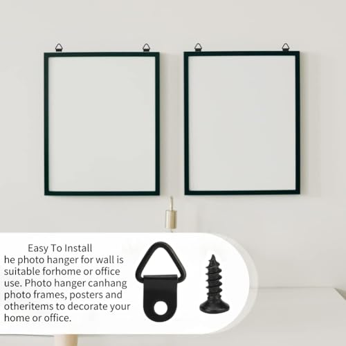 Image of 100 Pack Steel Picture Hangers with 100pcs 8mm Screws,Light Duty D Rings for Clock Small Triangle Picture Hangers for Hanging Clock Paintings Artwork Picture Frame Hook Photos
