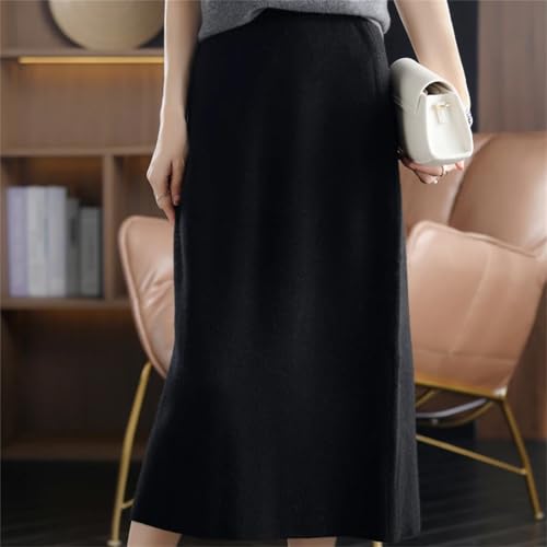 Autumn and Winter Wool Skirt Mid-Length Skirt Women's High Waist Cashmere Thick A-Line Knitted Bottoming Skirt3