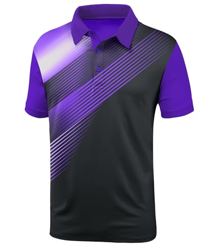 JACKETOWN Mens Polo Shirts Short Sleeve Print Dry Fit Performance Moisture Wicking Casual Collared Golf Shirts