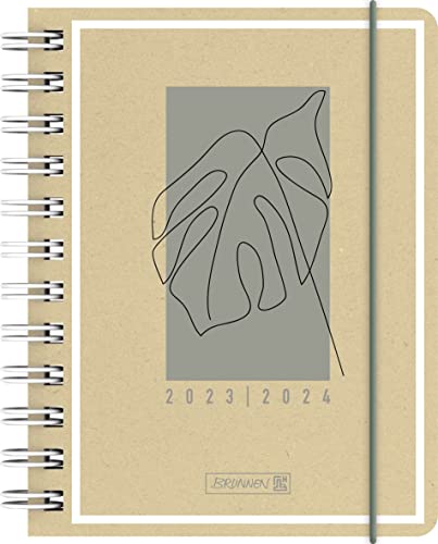 BRUNNEN Daily calendar "Jungle Leaf" 2023/2024 A6 natural 1 page = 1 day, Sat + Sun. on one page