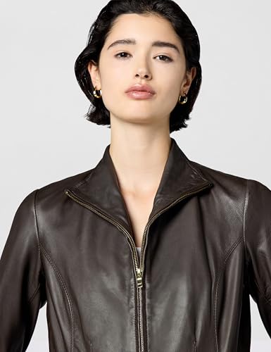 Image of Cole Haan Women's Leather Wing Collared Jacket (Standard and Plus Size)