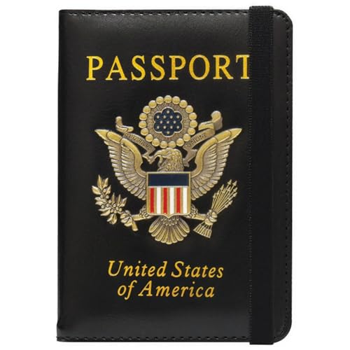 Paxilio RFID Passport Holder for Travel Leather Passport Cover RFID Blocking Slim Durable Passport Wallet Organizer for Men Women Travel-Friendly Case (Black)