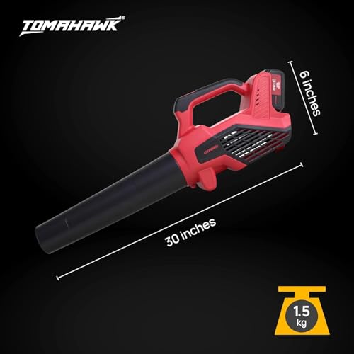Image of Tomahawk Oxford OLB-85 20V Cordless Leaf Blower - Dual 3.0Ah Batteries, 6-Level Variable Speed with Digital Display, 150 MPH Air Speed, 450 CFM Air Volume | Lightweight Garden Blower | Home and DIY