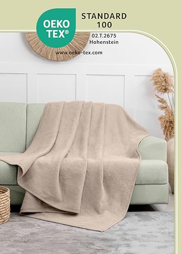 LAYNENBURG Premium Baumwolldecke 150x200 cm - Oeko-TEX 100 - Baumwollmix Kuscheldecke - Decke als Wohndecke, Sofa-Decke & Couchdecke - Wolldecke kuschelig-warm aus Baumwolle (beige)