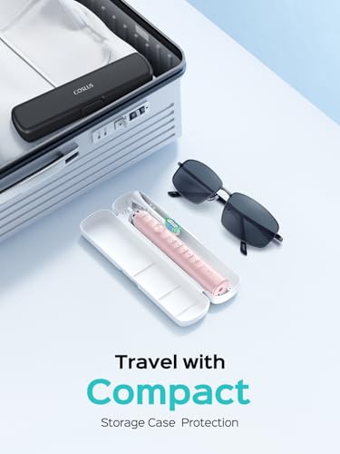Image of COSLUS C40 Sonic Electric Toothbrush for Adults: 47000 VPM for Deep Cleaning & Whitening with Travel Case - 5 Modes for Sensitive Teeth & Braces, Wireless Charging, 6 Brush Heads, Pink & Green (2PCS)
