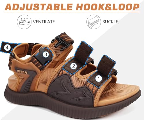 Image of KuaiLu Mens Hiking Sandals with Arch Support Orthopedic Walking Recovery Sandals for Plantar Fasciitis Open Toe Summer Athletic Sport Comfortable Cushion Breathable Outdoor Water Sandals Size7-13