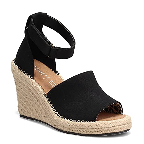 TOMS Marisol Wedge Black Leather 7.5 B (M)
