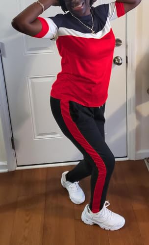 TOPONSKY Women Two Piece Outfits Short-Sleeve Long-Pant Sets With Pockets2