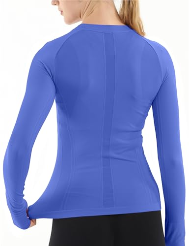 Image of MathCat Seamless Workout Shirts for Women Long Sleeve Yoga Tops Sports Running Shirt Breathable Athletic Top Slim Fit XS-XL