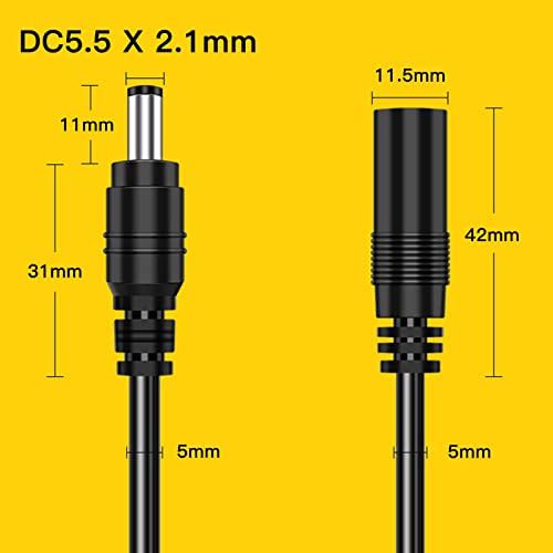 Image of 18Awg 5.5Mm X 2.1Mm Dc Extension Cord Adapter 15ft 12V Camera Power Extension Cable Dc Power Supply Adapter for Security Camera (lkelyonewy)