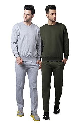 Image of Mack Jonney Fleece Solid Tracksuit Co-ord Set for Men (Pack of 2)-SW RN MLG MRN LOWER MLG MRN 04-P