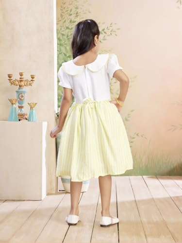 Image of Aarika Girls Green Colour Checks Print Cotton Frock