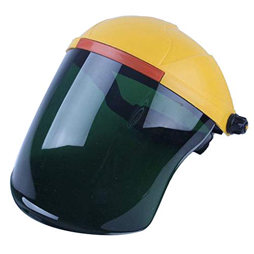 Professional Headwear Welding Grinding Face Shield Guard Splash-Proof Metal Casting Mechanical Industry Universal (Yellow+Green)