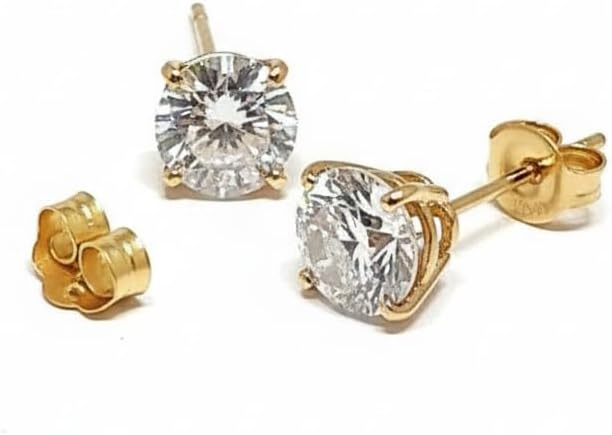 PierreLorren DIAMOND Solitaire Earrings 2 ct Round Shaped Studs Lab Created Diamond Stud Earrings Fine Jewelry 18k Solid Gold Diamond Stud Earrings Birthday Handmade gifts for woman Christmas 2 carat