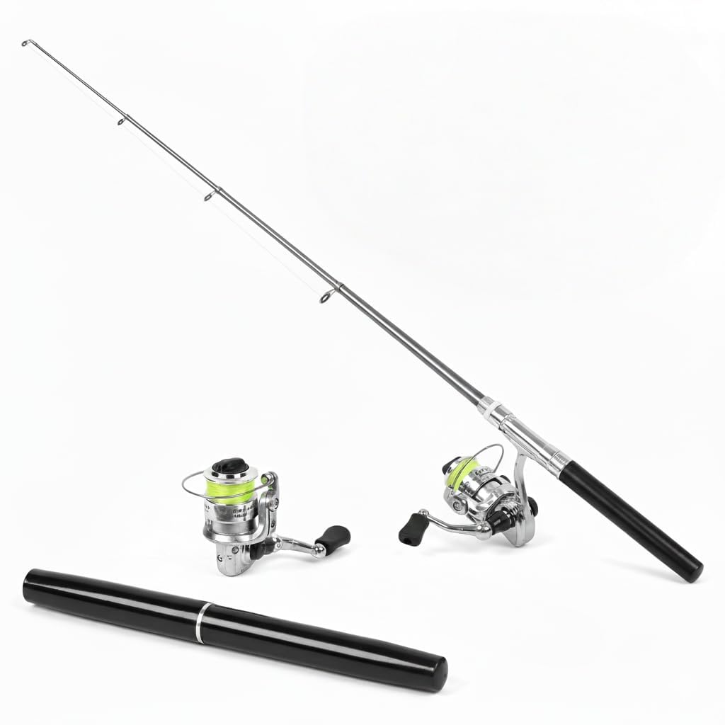 Canna da pesca retrattile tascabile con canna da pesca a forma di mini penna portatile con ruota mulinello ideale per gli appassionati di pesca all'aperto