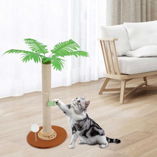 Rascador para gatos tipo árbol de 27.5 pulgadas con pelota colgante miniatura 2