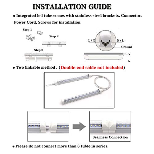 Image of KALINA T8 V-Shape Integrated Single Fixture, 1FT Led Tube Light, 1080lm, 6000k White, 9W, Utility Shop & Under Cabinet Light, Corded Electric with Built-in ON /Off Switch