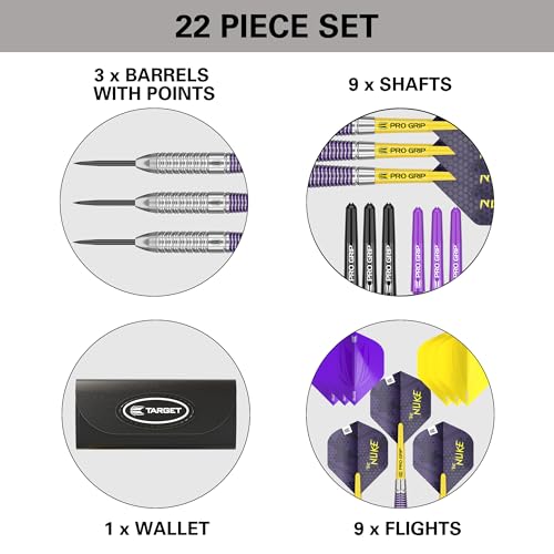 Target Darts Luke Littler Brass Steel Tip Darts Set – 22G Steel Tip Dart, The Nuke Player Edition Dart Set, Dart Accessories