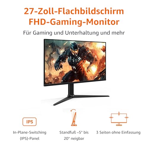 Amazon Basics Gaming-Monitor 27 Zoll (68.6 cm), FHD 1080p, 165 Hz, VESA-kompatibel, adaptive Synchronisierung, 1 ms Reaktion, Schwarz – Bild 3