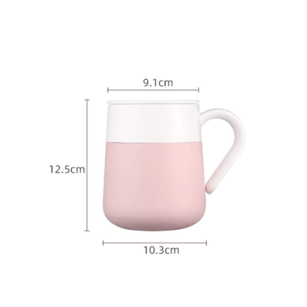 Kaffee-Becher Keramikbecher-Isolierung mit Deckel und Deckelkapazität Becher Glasbuchse Kaffeetasse Wärmedämmung und Anti-Branding-Teetasse 300ml (Color : Pink)