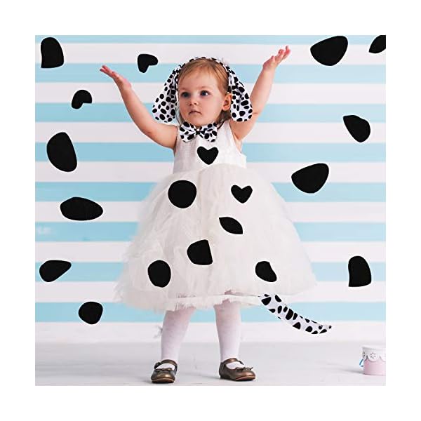Willbond dalmatian dog ear headband, bow tie, tail set with 4 sheets adhesive felt circles felt pads for halloween diy projects costume party decorations supplies - image 6
