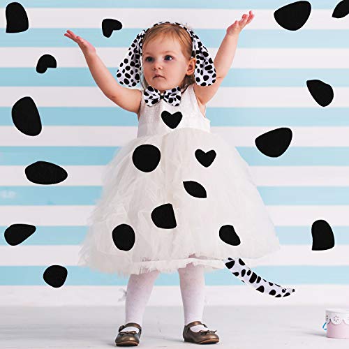 Willbond Dalmatian Dog Ear Headband, Bow Tie, Tail Set With 4 Sheets Adhesive Felt Circles Felt Pads For Halloween Diy Projects Costume Party Decorations Supplies thumb #4