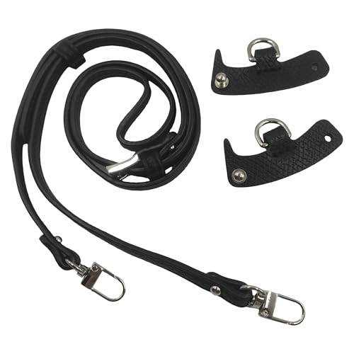 PU Leather Mini Bag Strap, Adjustable Crossbody Replacement Strap, Anti-Slip Shoulder Strap with Buckles, Compatible with Handbags (Black) CW008