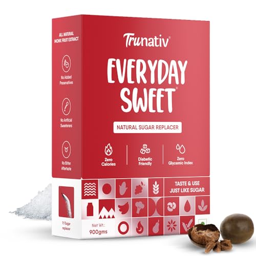Image of Trunativ Everyday Sweet | Monkfruit Sweetener Powder Loose Sugar Like Sweetener | Zero-Calorie Sugar Substitute | 1:1 Sugar Replacer for Cooking & Baking | Keto & Diabetic Friendly | 900g (Pack of 1)