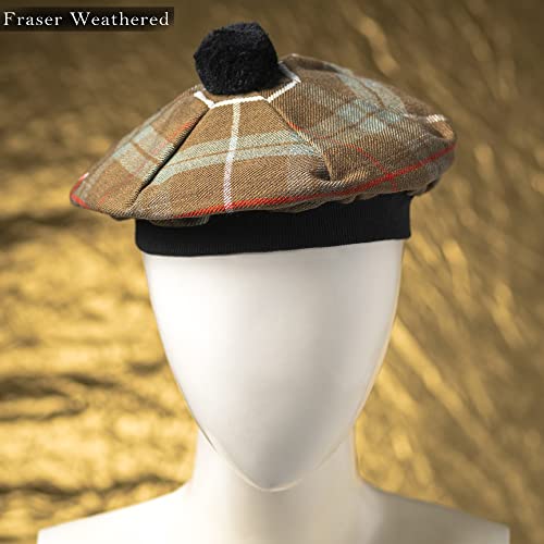Image of Scottish Tam O' Shanter Hat Tartan Bonnet Pom Pom Wool Flat Cap One Size