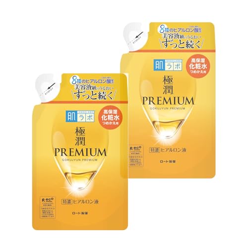 sidefield Hada rabo Gokujyun Hyaluronic Acid Lotion Refill 170ml / 5.7 fl oz (Pack of 2) Japanese Hydrating Facial Toner Moisturizer for Deep Moisture, Dry & Sensitive Skin (colorless)