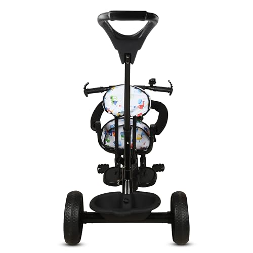 Image of Tricycle 1 Years to 5 Years with Removable Safety Guard and Parental Control Back Side Push Handle with Rubber Tyre for Kid's CR07 (White 2)