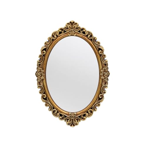 OIGUMR Ovaler Wandspiegel, Vintage, Hängespiegel für Schlafzimmer, Wohnzimmer, Kommode, Dekor (Gold; Rahmengröße: 39,9 x 28,4 cm)
