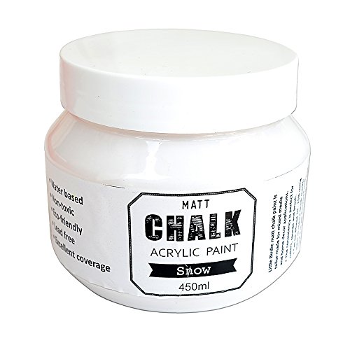 Image of Little Birdie Home Decor Chalk Paint Snow - 450 ml | Chalk Paint for Canvas, Wood Furniture, Wall, Home Decor, Glass, Terracotta Pots | Multi Surface Paint