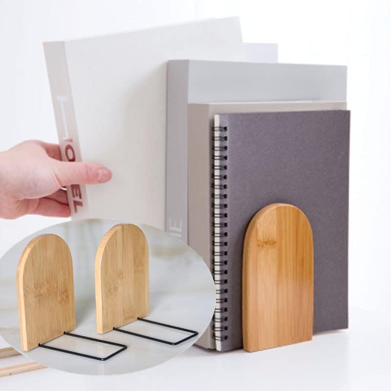 Miniatura 6 de 2 sujetalibros de bambú natural de gran capacidad, extremos antideslizantes para libros de oficina, para hogar, oficina, biblioteca, escuela,