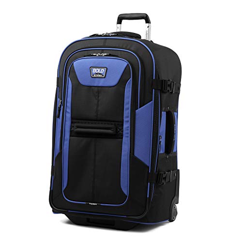 Travelpro Unisex-Adult Bold Softside Expandable Rollaboard Upright Luggage, Blue/Black, Checked-Large 28-Inch