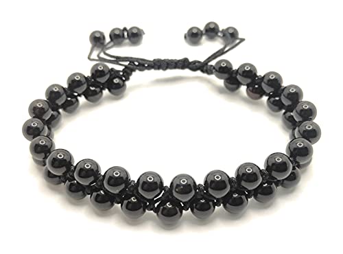 ARISHA Pulsera Shambala con Doble Capa de Piedras Naturales de Ágata Negra Cover