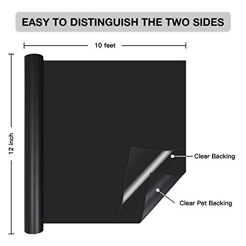 YRYM HT Vinylfolie Plotter - 30cm x 305cm Permanente Selbstklebendes Plotterfolie Vinyl mit Rückseite für Bastelprojekte, Schilder, Scrapbooking (Matt Schwarz)
