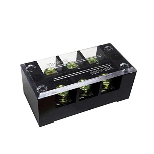 Bloque de terminales TB-6003L de 3 posiciones con cubierta protectora para conexiones de 60A 3